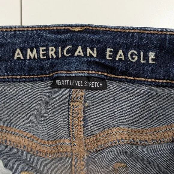 American Eagle Hi Rise Jeans Jegging with distressed details Super Stretch Skinn - Picture 6 of 15